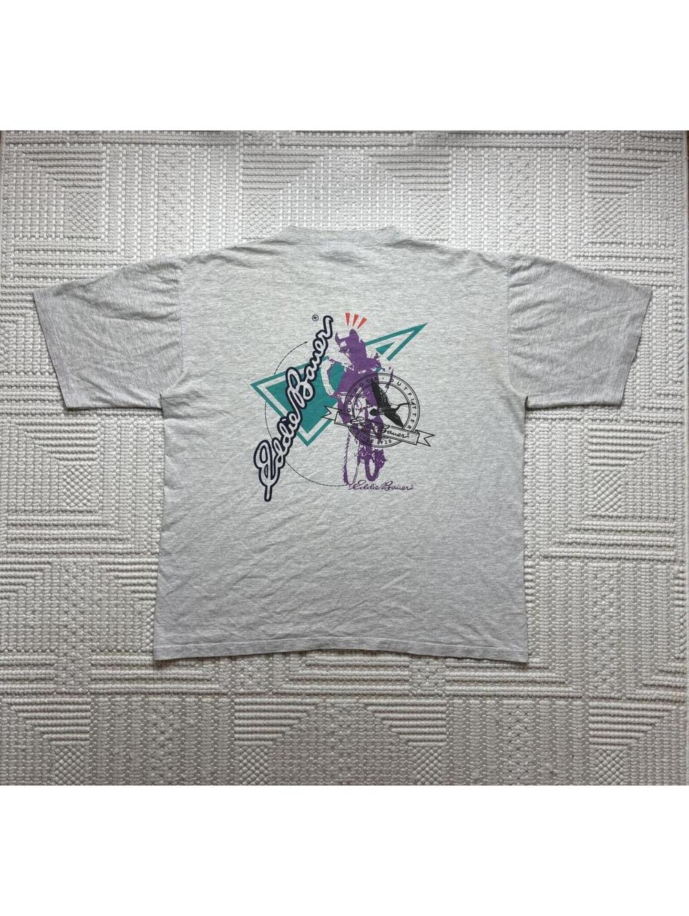 Vintage 90's Eddie Bauer Graphic T-Shirt Gray Made in USA XL